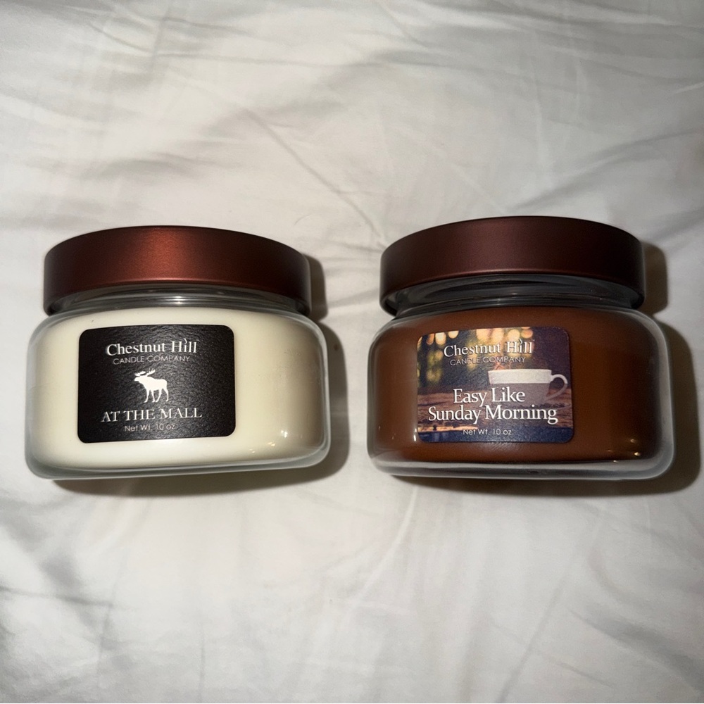 Chestnut Hill Candles – “At the Mall” & “Easy Like Sunday Morning” (10 oz each)